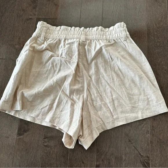 Hollister Linen Blend Shorts Tan Smocked Waist Tan Khaki Size S - Picture 5 of 7